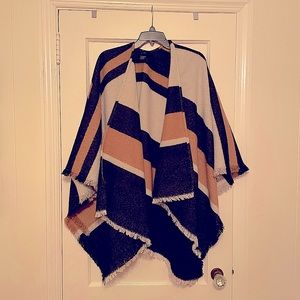 Express Colorblock Open Front Poncho